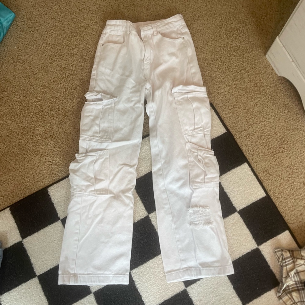 white cargo pants